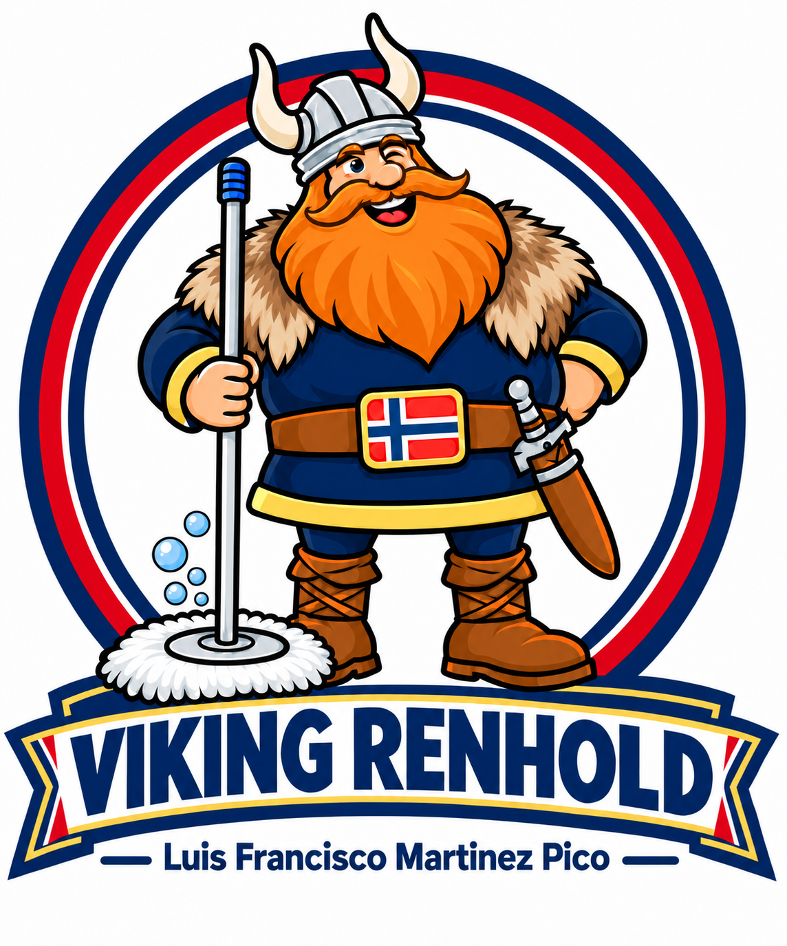 Viking Renhold – en viking med mopp, såpebobler og det norske flagget